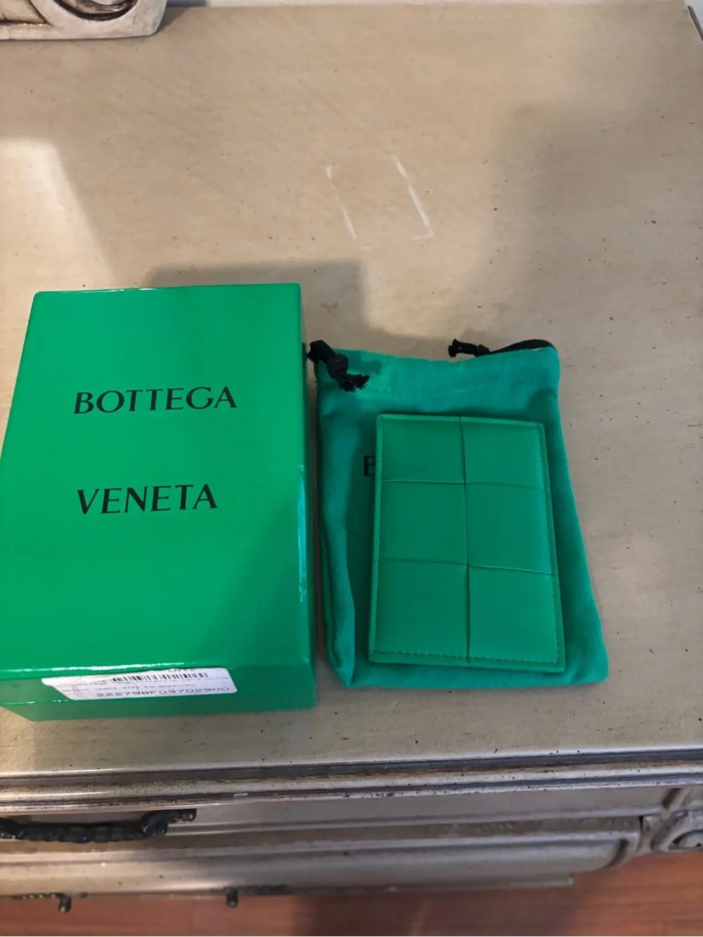 Bottega Veneta Bright Green Leather Card Holder with Pouch